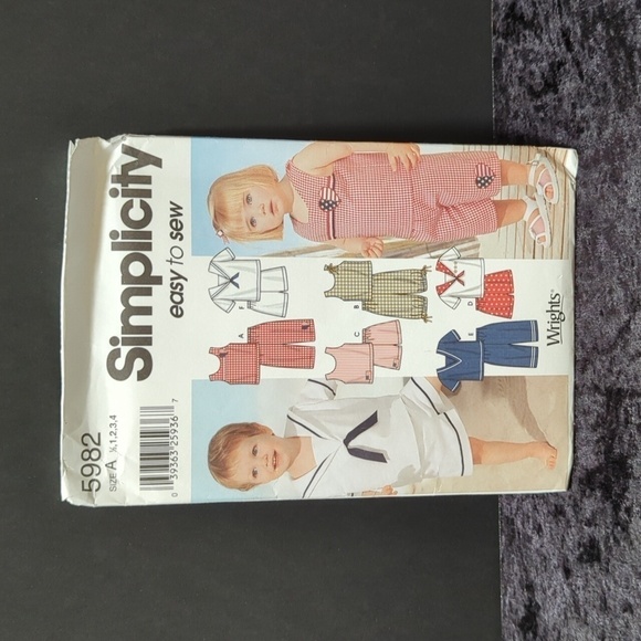 Simplicity 5982 Uncut Kid's Sewing Pattern Sizes A (1/2,1, 2, 3, 4) - Picture 1 of 3